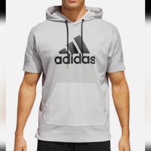 Adidas Men's Gray Short Sleeve Hoodie